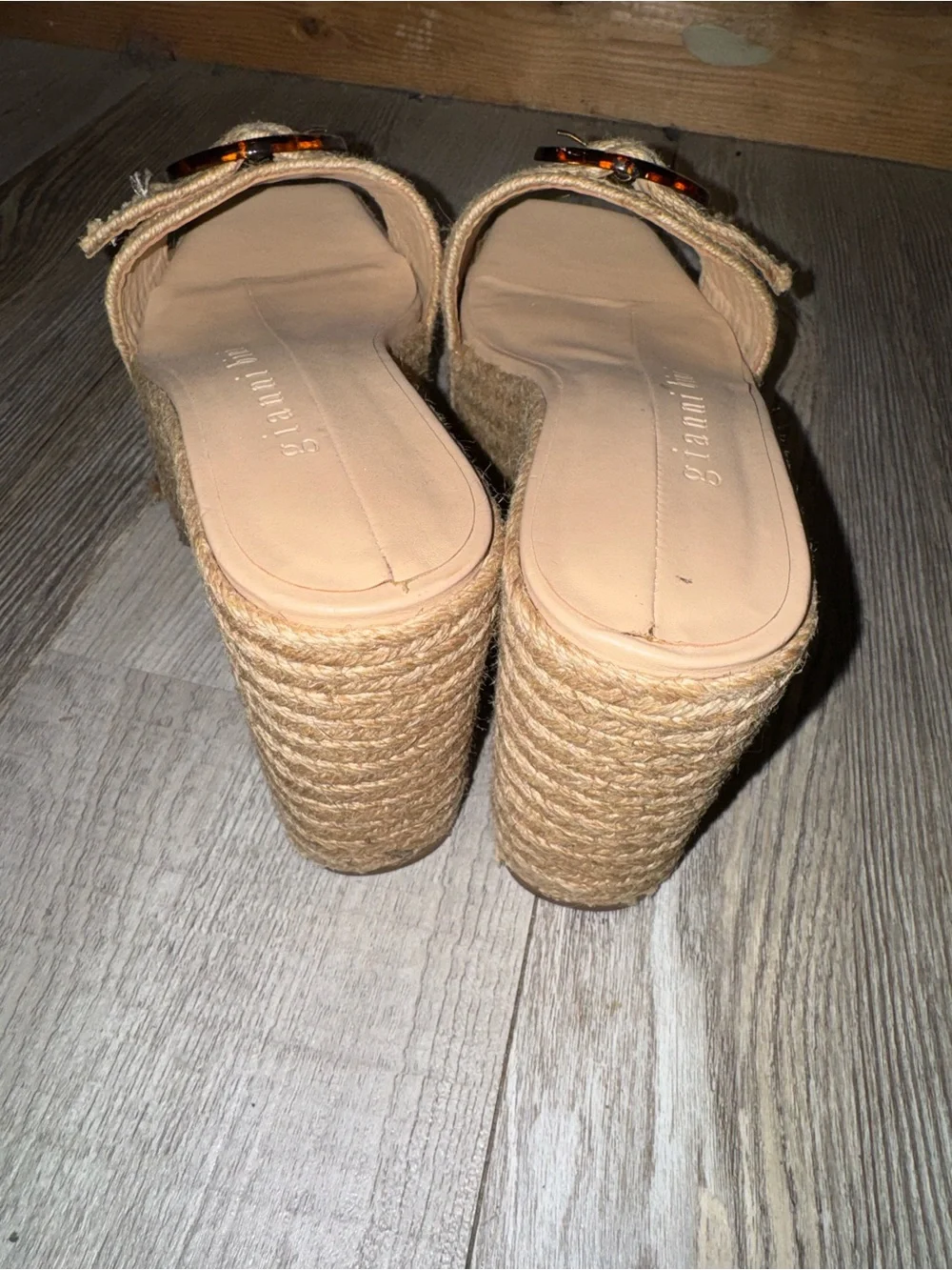 Giani bernini Woven Platform Slide Sandals with Tortoiseshell Buckle - Beige